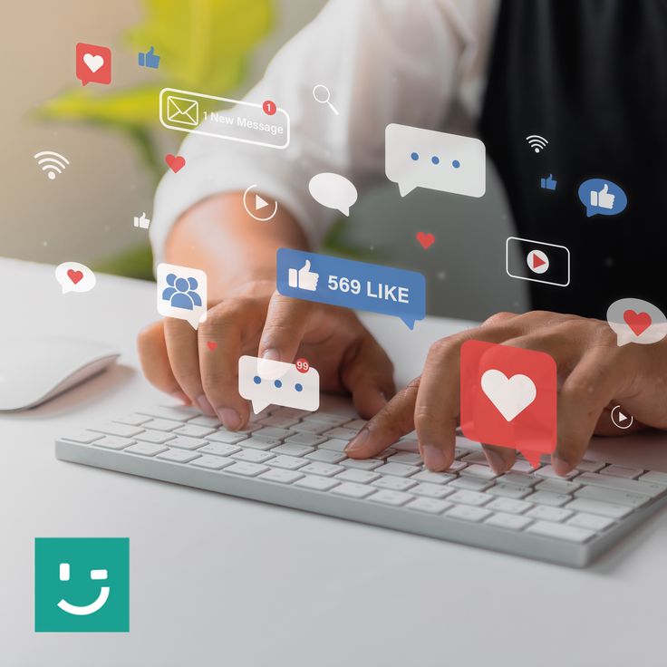 Man typing to work about live chat and social media marketing i - Brill Creations